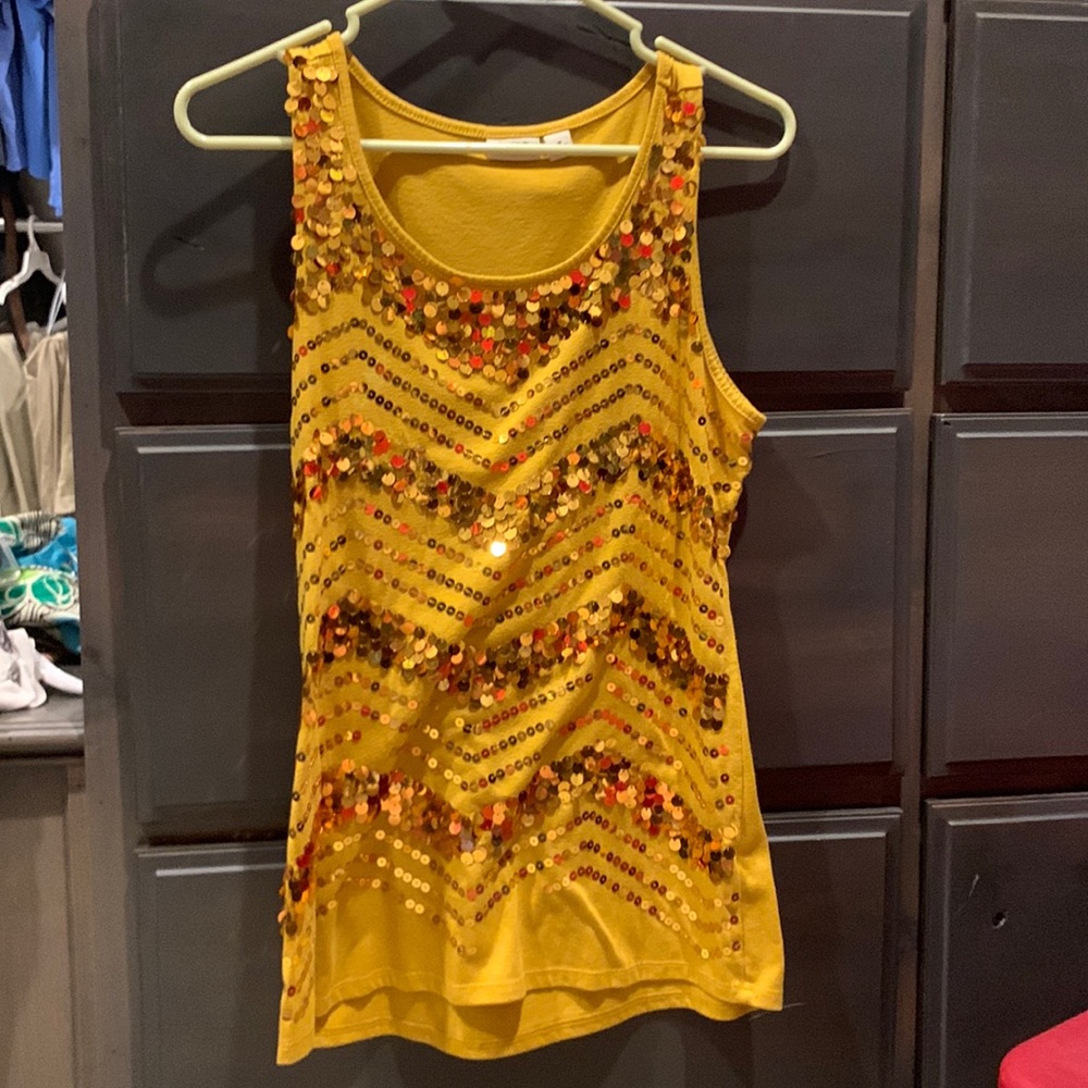 Yellow and gold sparkly top
